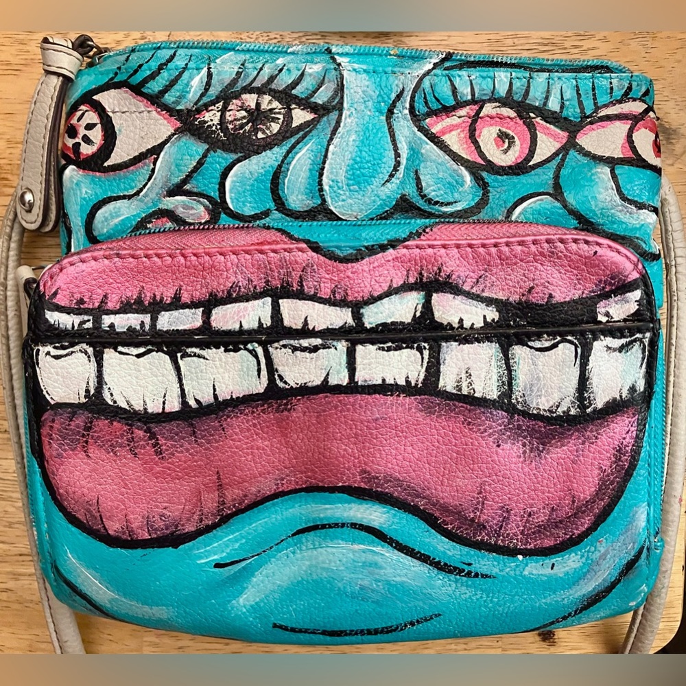ART PURSE. HAND PAINTED. ONE OF A KIND. SOLD AS IS.